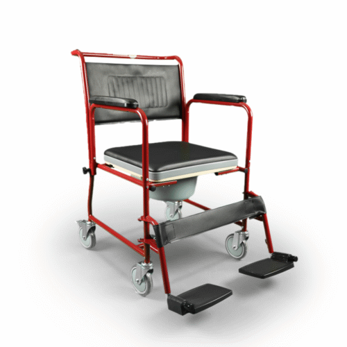 كرسي حمام متحرك احمر